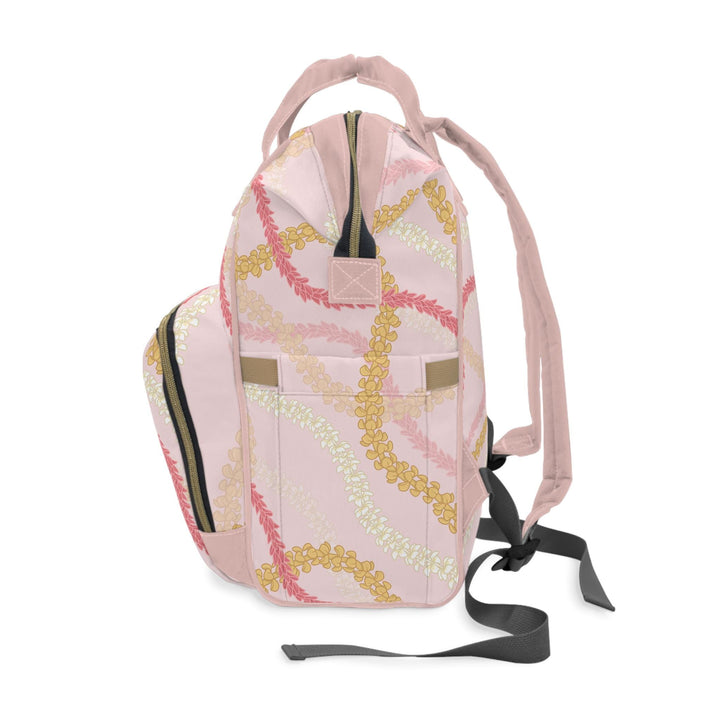 Hawaiian Lei Diaper Bag, Stylish Floral Backpack With Adjustable Straps