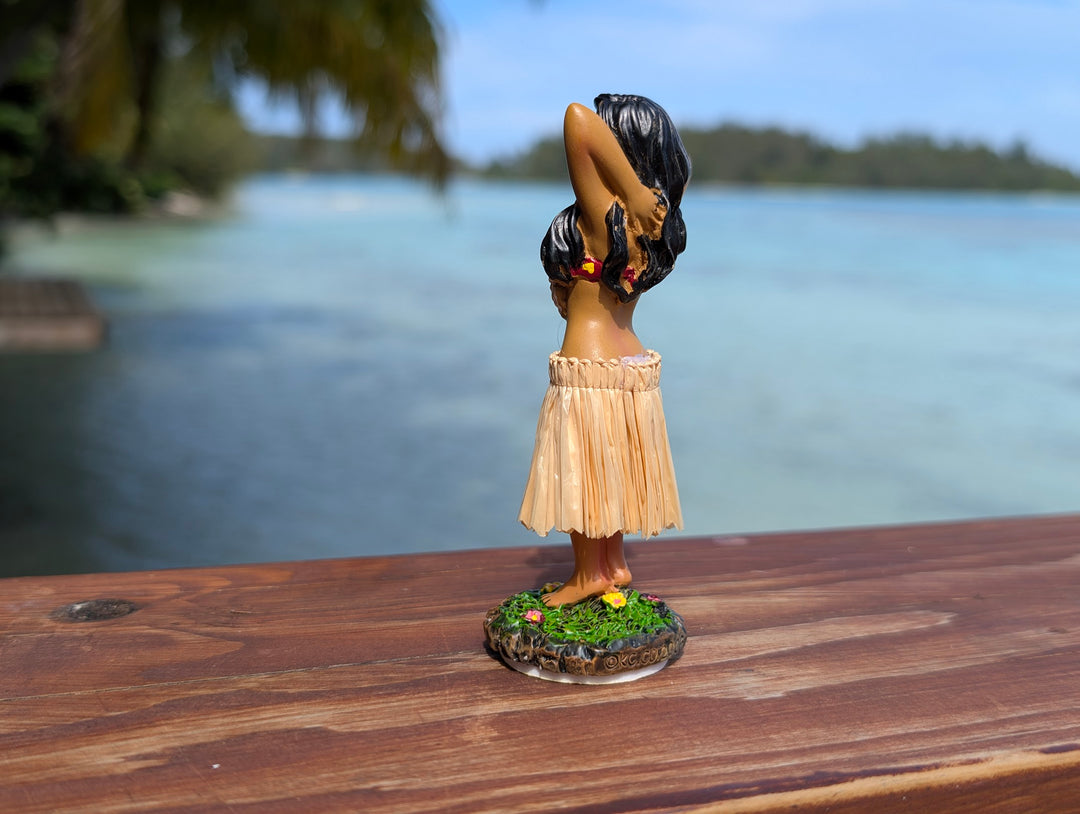 Hawaiian Dashboard Hula Doll Set (2) | Hand Painted Grass Skirt Tropical Car Decor