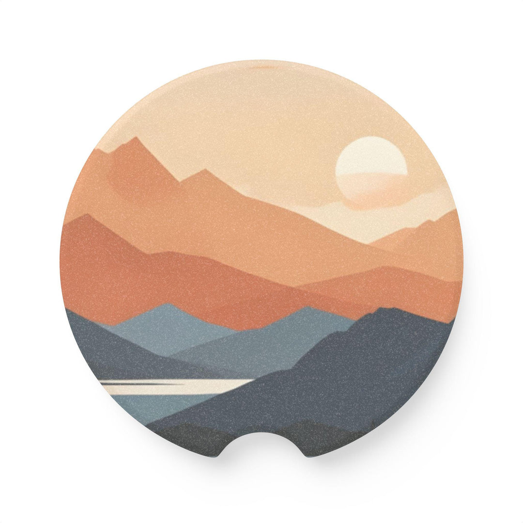 Endless Summer Soapstone Car Coaster Set (2) | Mountain Sunset Retro Boho Decor