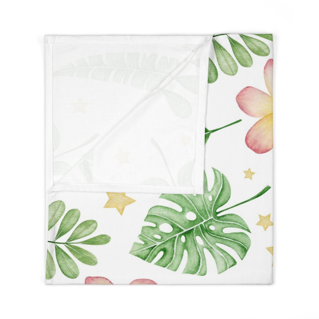 Baby Swaddle Blanket - Tropical Plumeria & Monstera Leaf Wrap, Soft Breathable Fabric