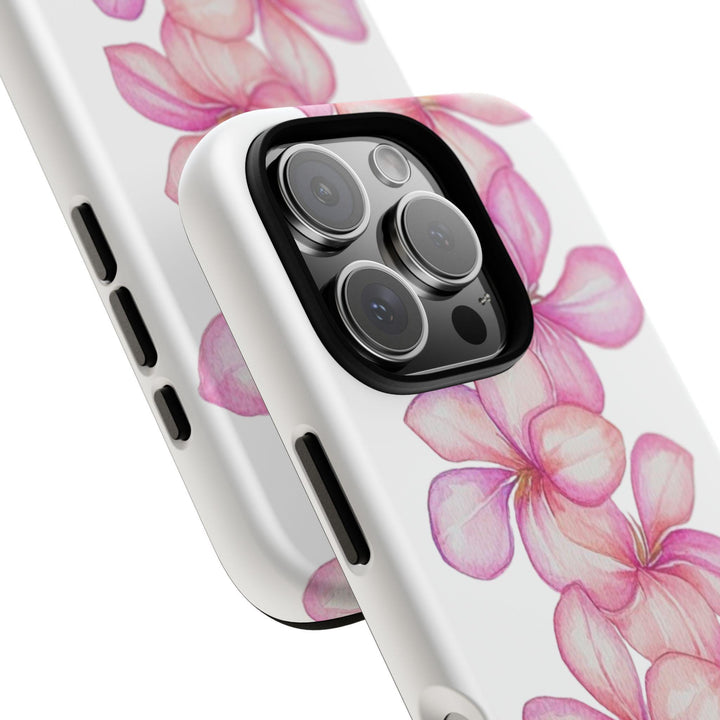Tough Dual Layer Phone Case | Pink Plumeria Floral Design for iPhone & Samsung