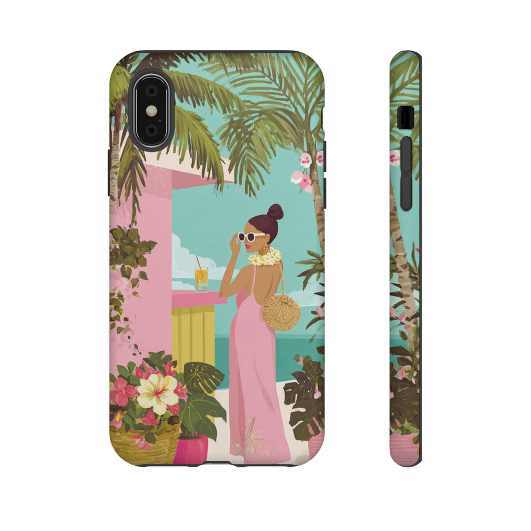 Tough Dual Layer Phone Case | Preppy Tropical Print for iPhone & Samsung