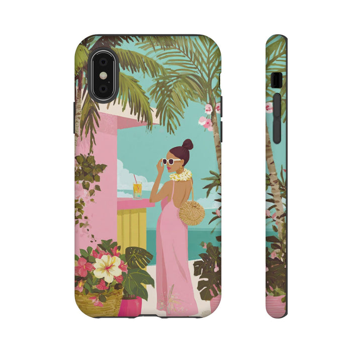 Tough Dual Layer Phone Case | Preppy Tropical Print for iPhone & Samsung