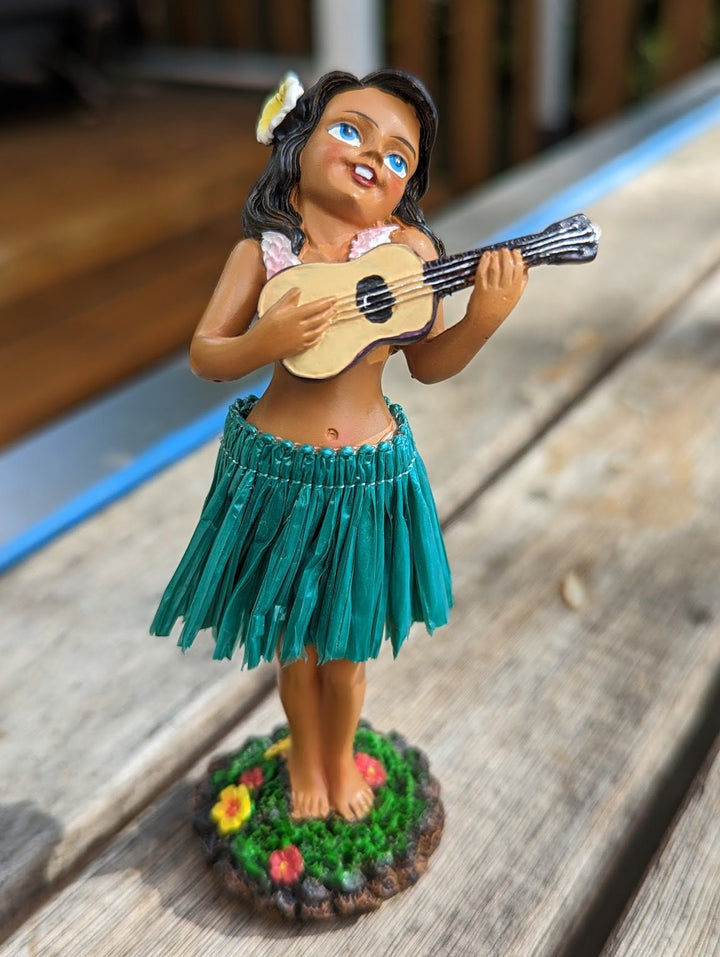 Hawaiian Dashboard Hula Doll, Hand Painted (4.3 inch Car Ornament)