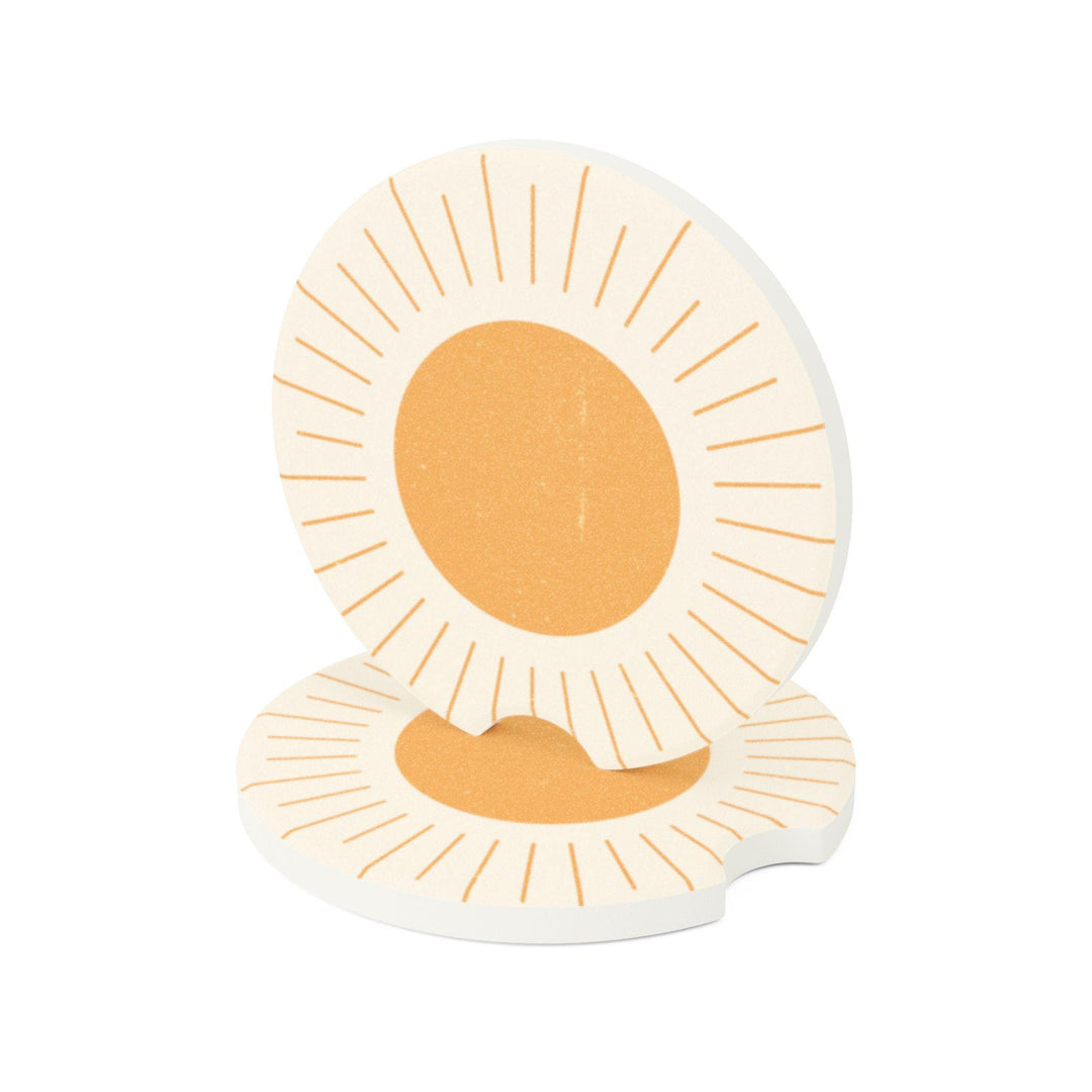 Retro Boho Sun Car Coasters: Soapstone, Set of 2