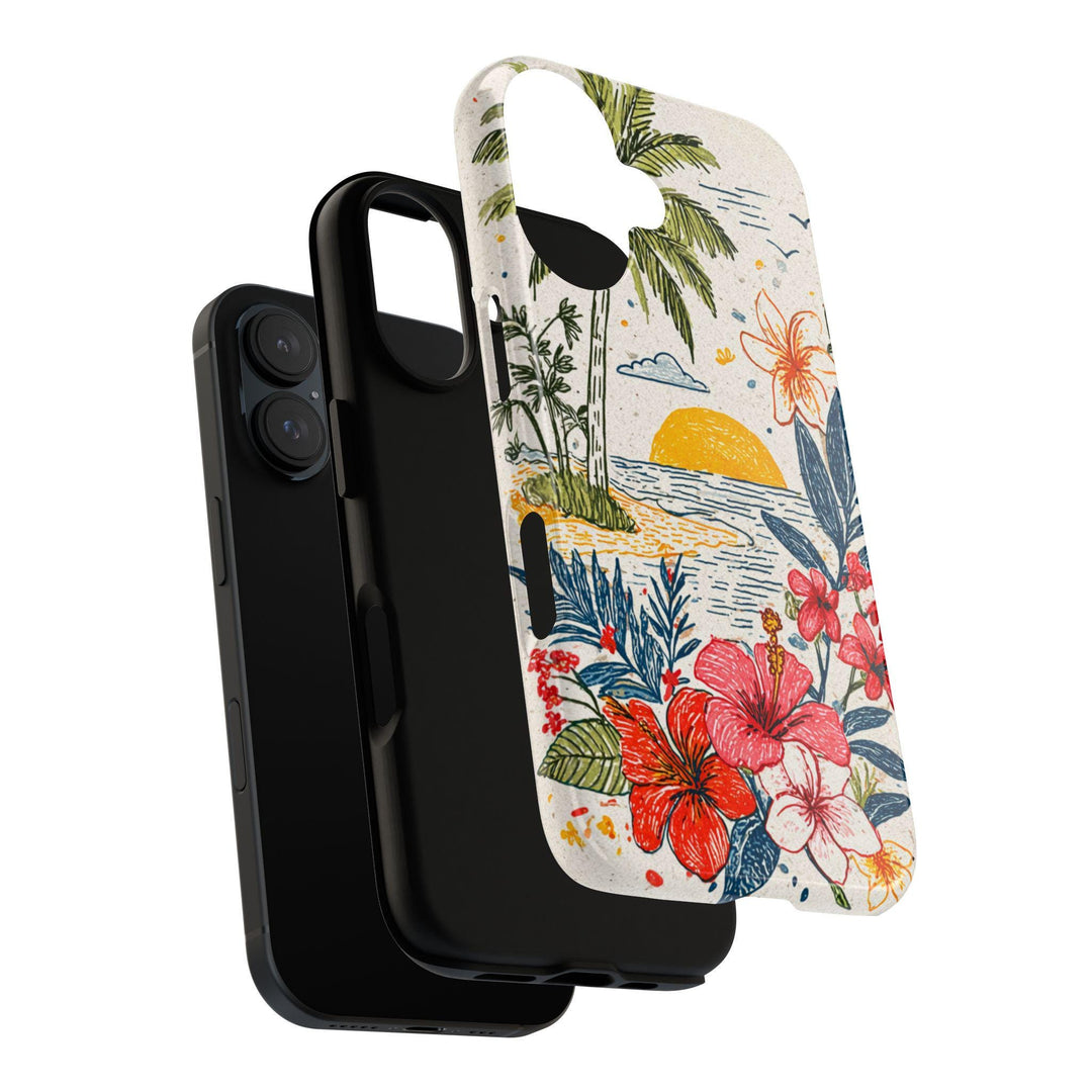 Tough Dual Layer Phone Case | Tropical Coastal Design for iPhone & Samsung