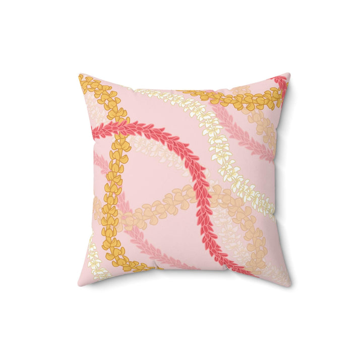 Flower Lei Throw Pillow | Double-Sided Pink Plumeria Floral Cushion