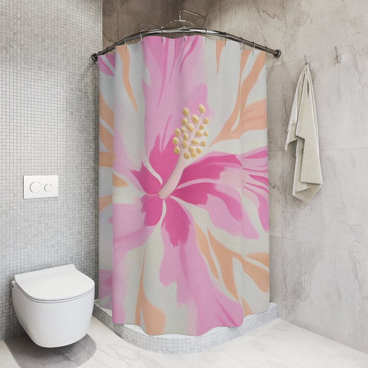 Abstract Hibiscus Shower Curtain - Pink Tropical
