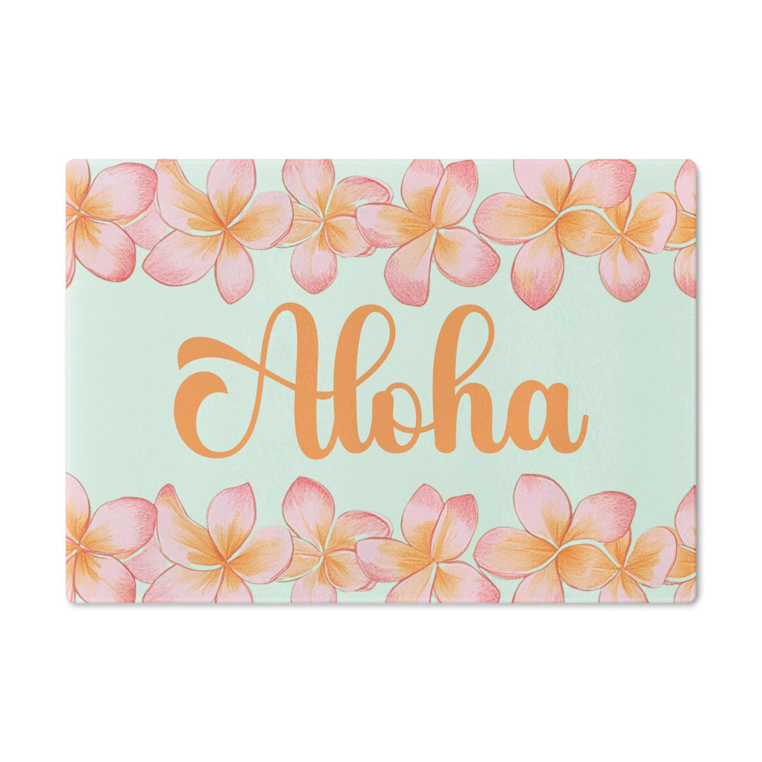 Plumeria Tempered Glass Cutting Board | Hawaiian Charcuterie Serving Tray