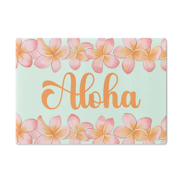 Plumeria Tempered Glass Cutting Board | Hawaiian Charcuterie Serving Tray