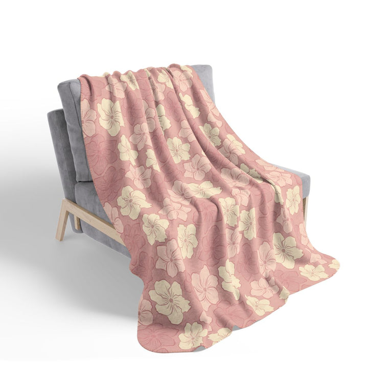 Mokule'ia Tropical Sherpa Blanket | Hawaiian Floral Plush Fleece Throw
