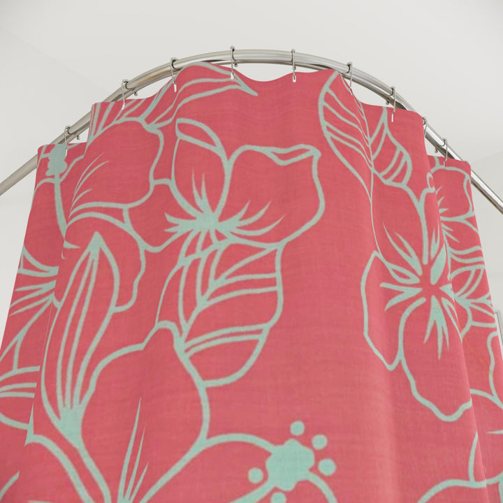 Hawaiian Shower Curtain - Tropical Floral Waterproof Polyester Curtain | Beach House Decor