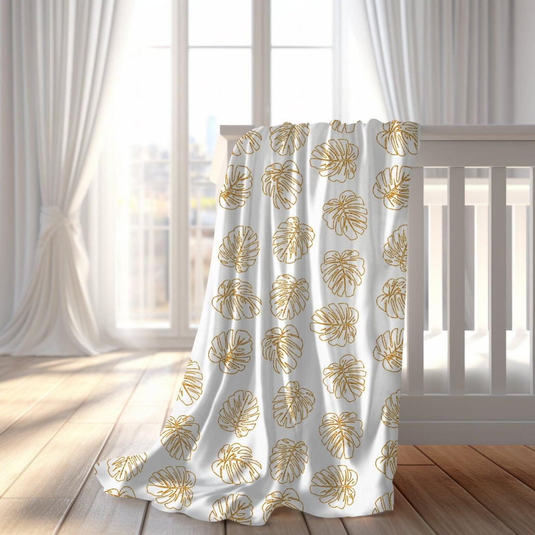 Baby Swaddle Blanket – Monstera Print Newborn Wrap | Cozy Lightweight Jersey
