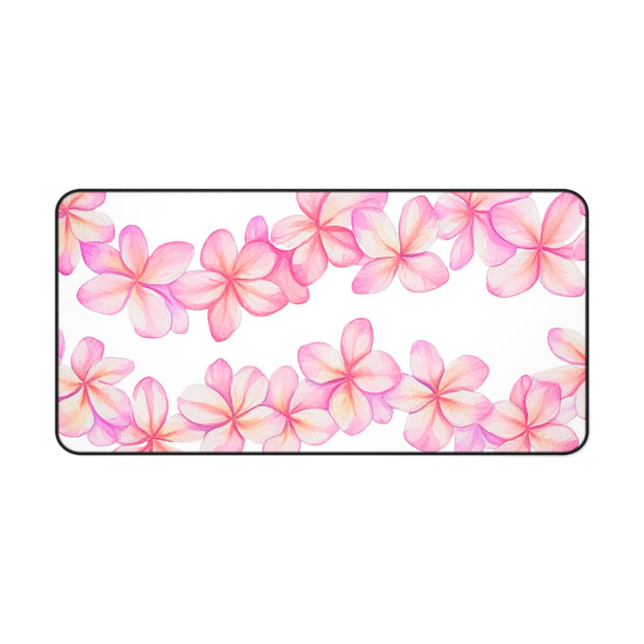 Pink Plumeria Desk Mat - Anti-Slip Neoprene Laptop/Mouse Pad