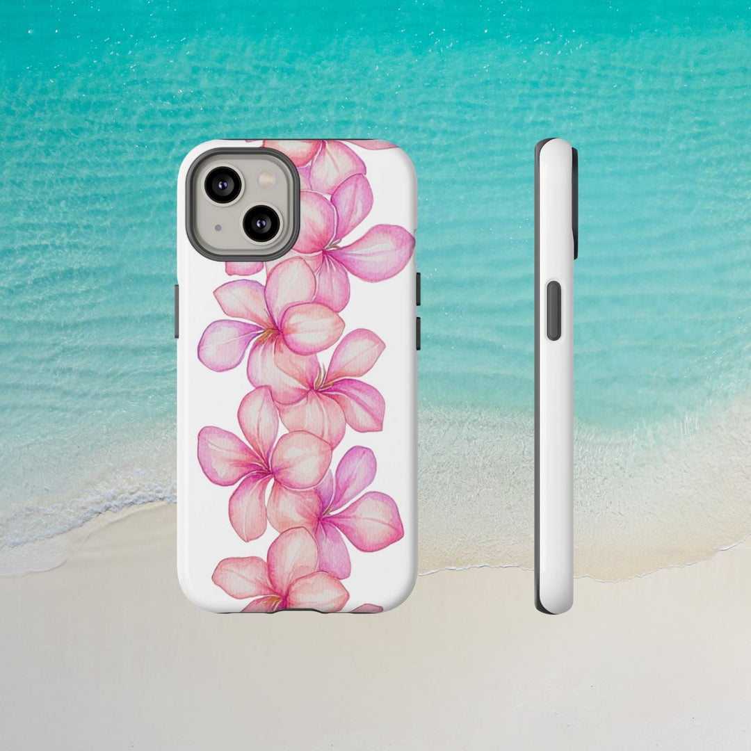 Tough Dual Layer Phone Case | Pink Plumeria Floral Design for iPhone & Samsung