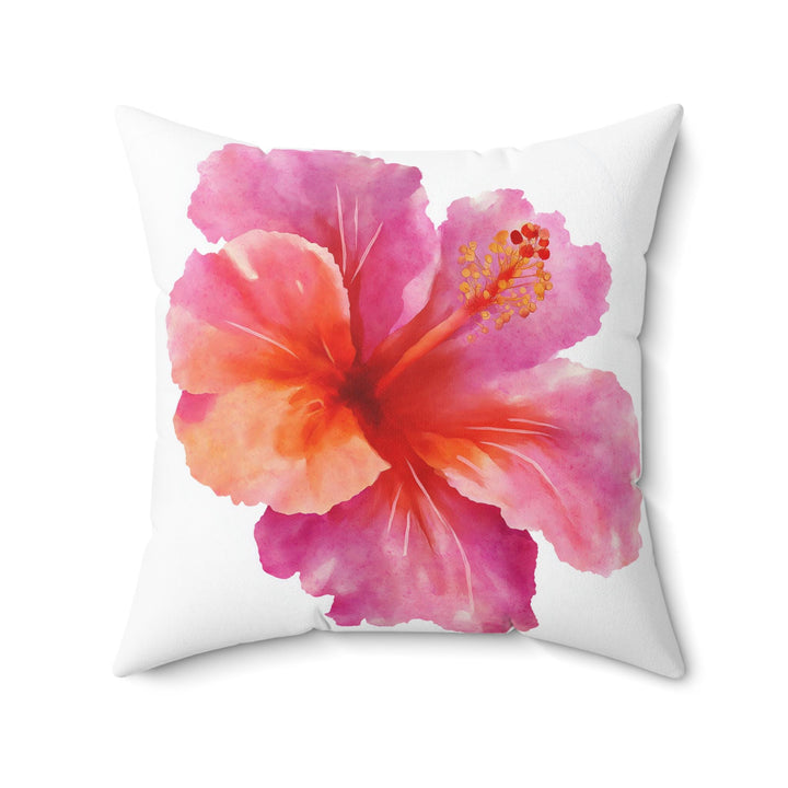Hibiscus Hawaiian Throw Pillow | Double-Sided Coastal Floral Cushion