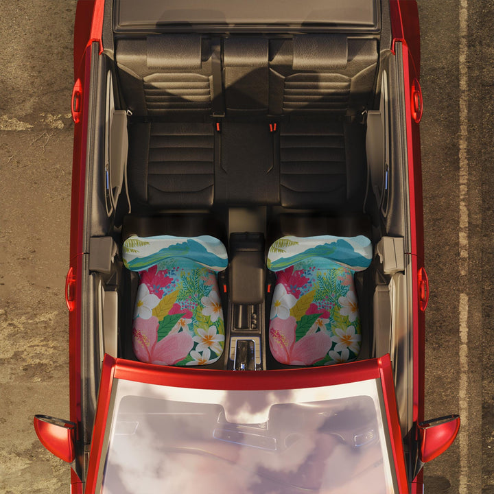 Bora Bora Car Seat Covers – Universal Fit Front Seat Protectors With Abstract Tropical Design