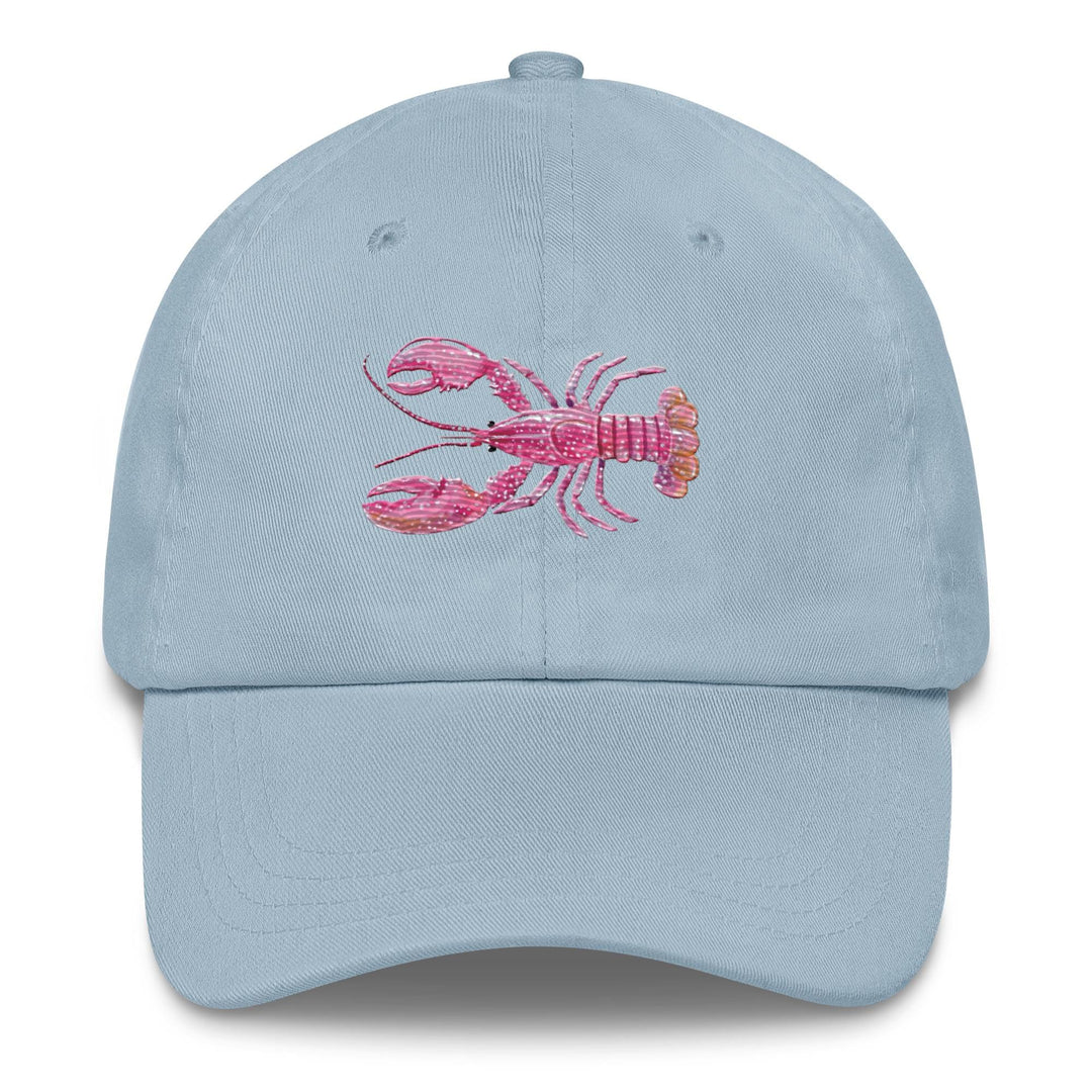 Pink Crayfish Embroidered Dad Hat | Chino Cotton Coastal Baseball Cap