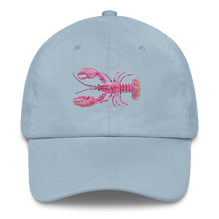 Pink Crayfish Embroidered Dad Hat | Chino Cotton Coastal Baseball Cap