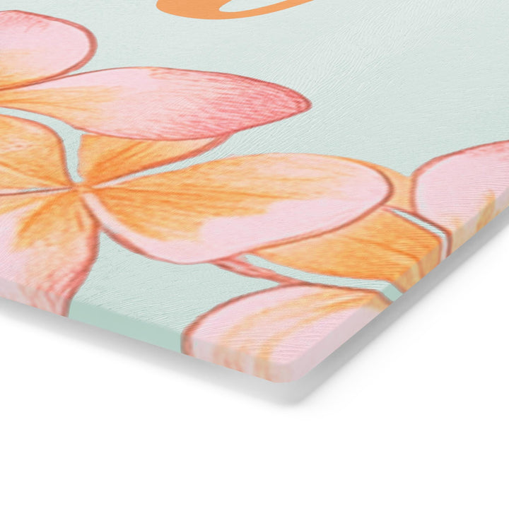 Plumeria Tempered Glass Cutting Board | Hawaiian Charcuterie Serving Tray