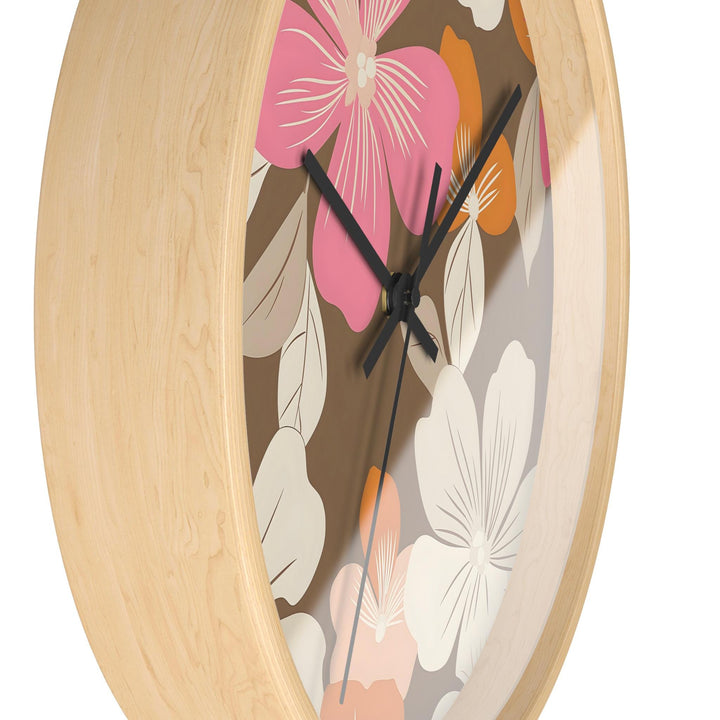 Hawaiian Flower Lei Tropical Wall Clock | Silent Quartz Floral Print Decor | Beach House & Coastal Gift
