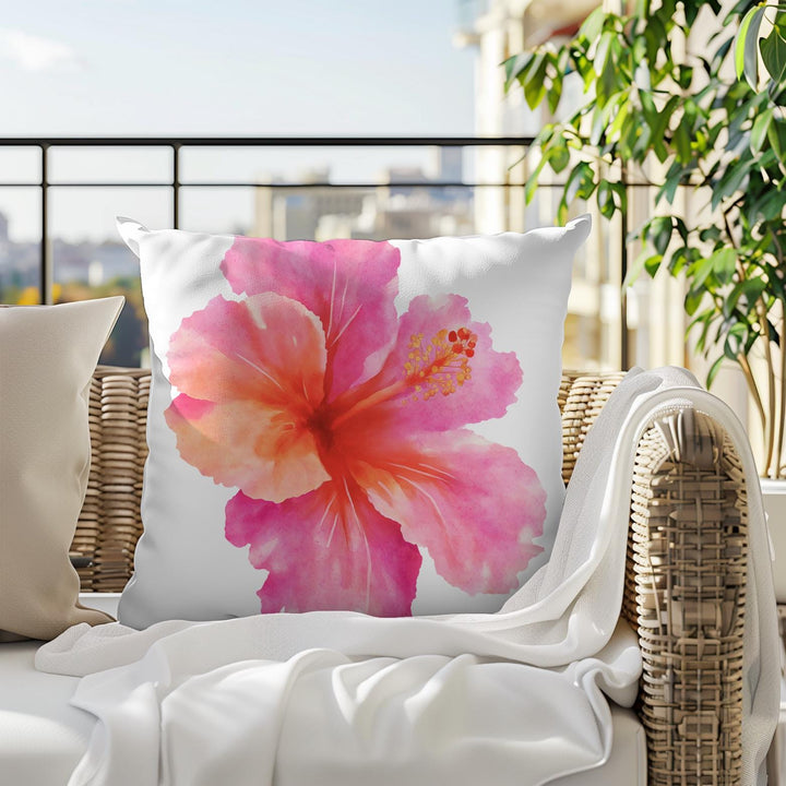 Hibiscus Hawaiian Throw Pillow | Double-Sided Coastal Floral Cushion