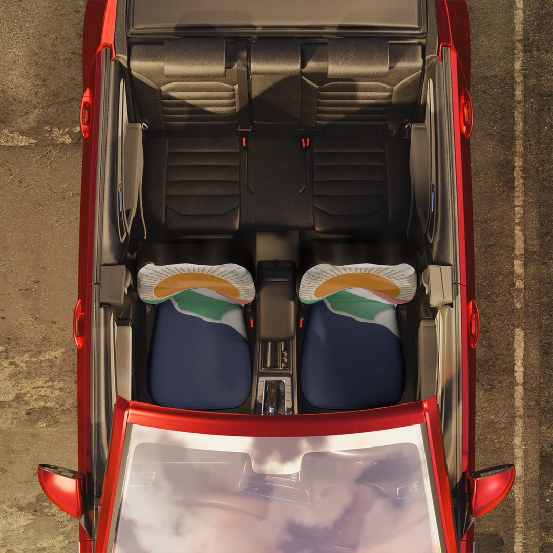 Retro Car Seat Covers - Colorful Bucket Style Covers with Black Back Protection