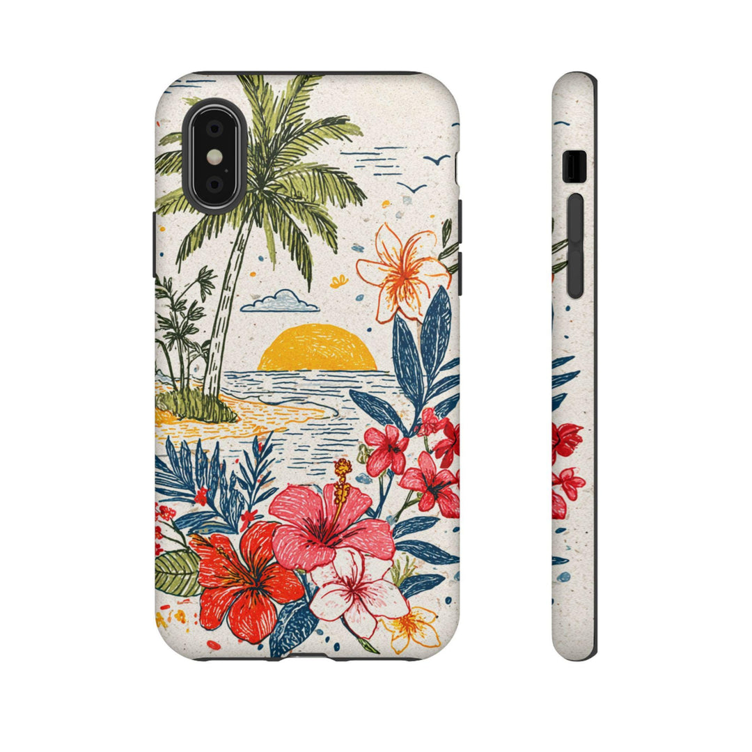 Tough Dual Layer Phone Case | Tropical Coastal Design for iPhone & Samsung