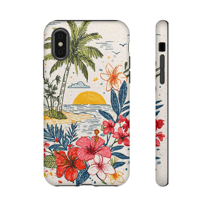 Tough Dual Layer Phone Case | Tropical Coastal Design for iPhone & Samsung