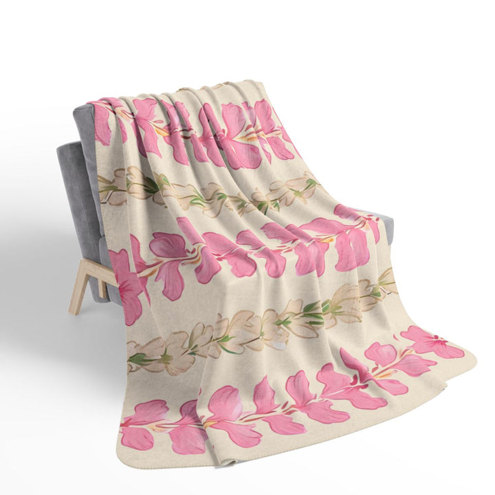 Hawaiian Flower Lei Sherpa Fleece Throw Blanket | Pink Abstract Print