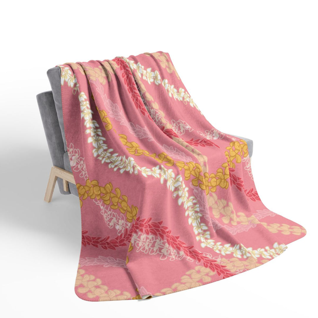 Hawaiian Floral Lei Plush Cozy Throw | Queen Size Tropical Flower Blanket