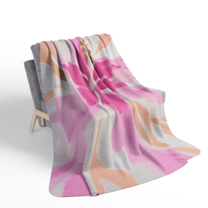 Kapiʻolani Ultra Soft Sherpa Fleece Throw | Pink Hibiscus Floral Print
