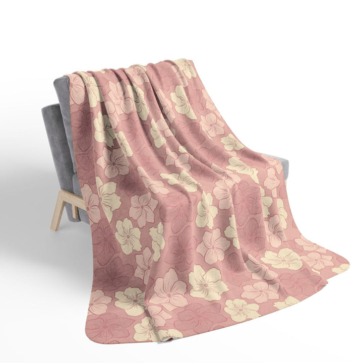 Mokule'ia Tropical Sherpa Blanket | Hawaiian Floral Plush Fleece Throw