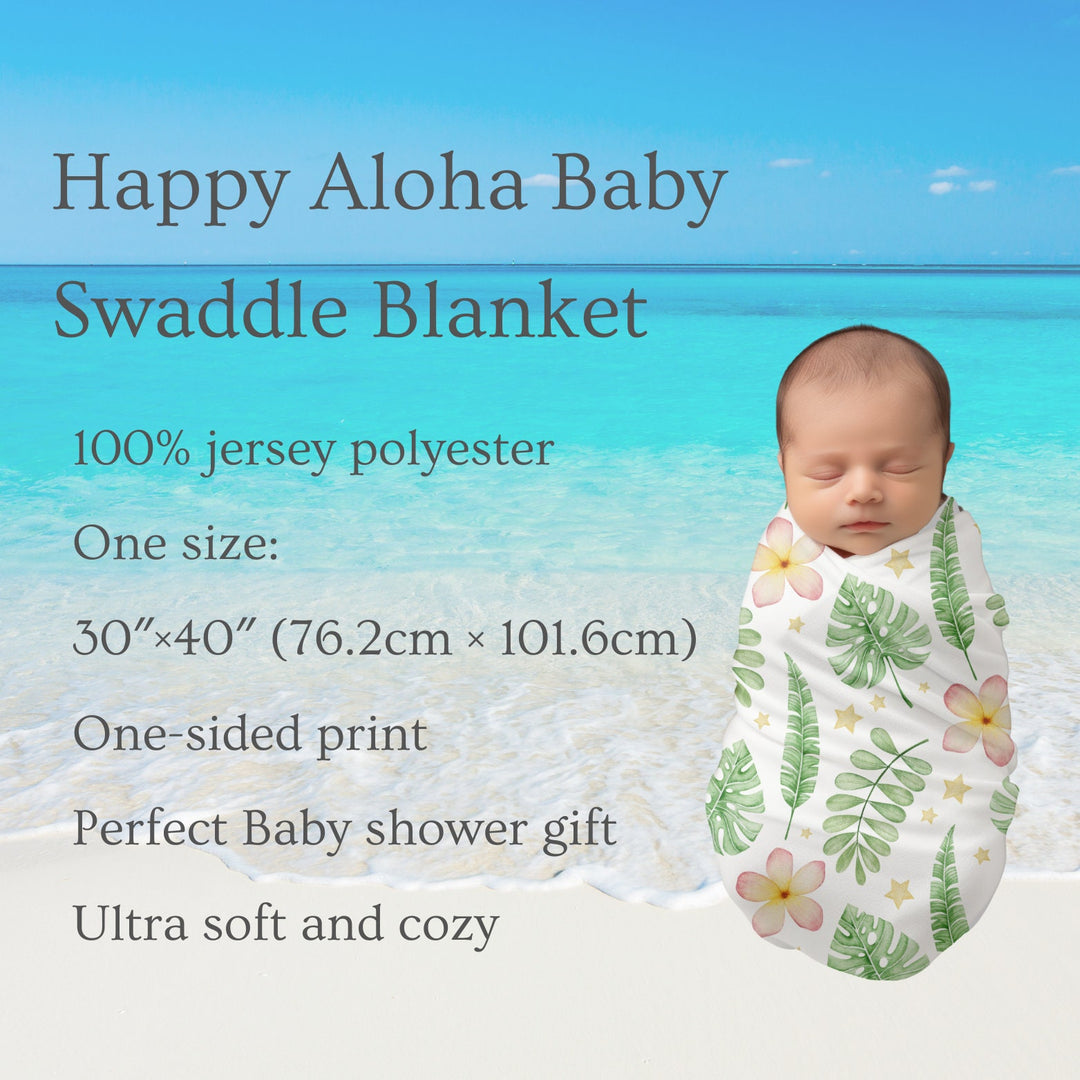 Baby Swaddle Blanket - Tropical Plumeria & Monstera Leaf Wrap, Soft Breathable Fabric