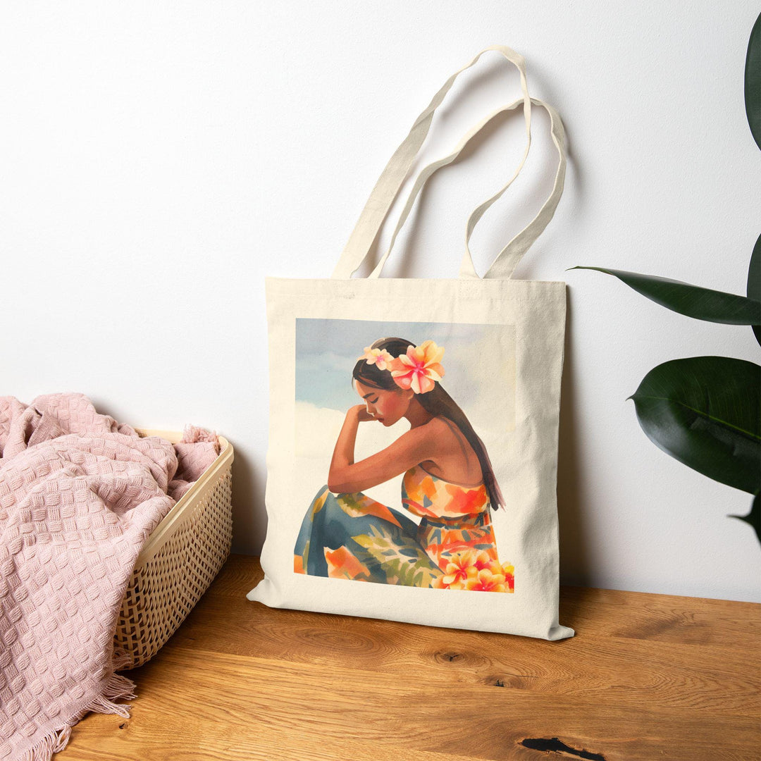 "Island Girl" 15"x16" Canvas Tote Bag | Heavy-Duty Polynesian Artistic Print