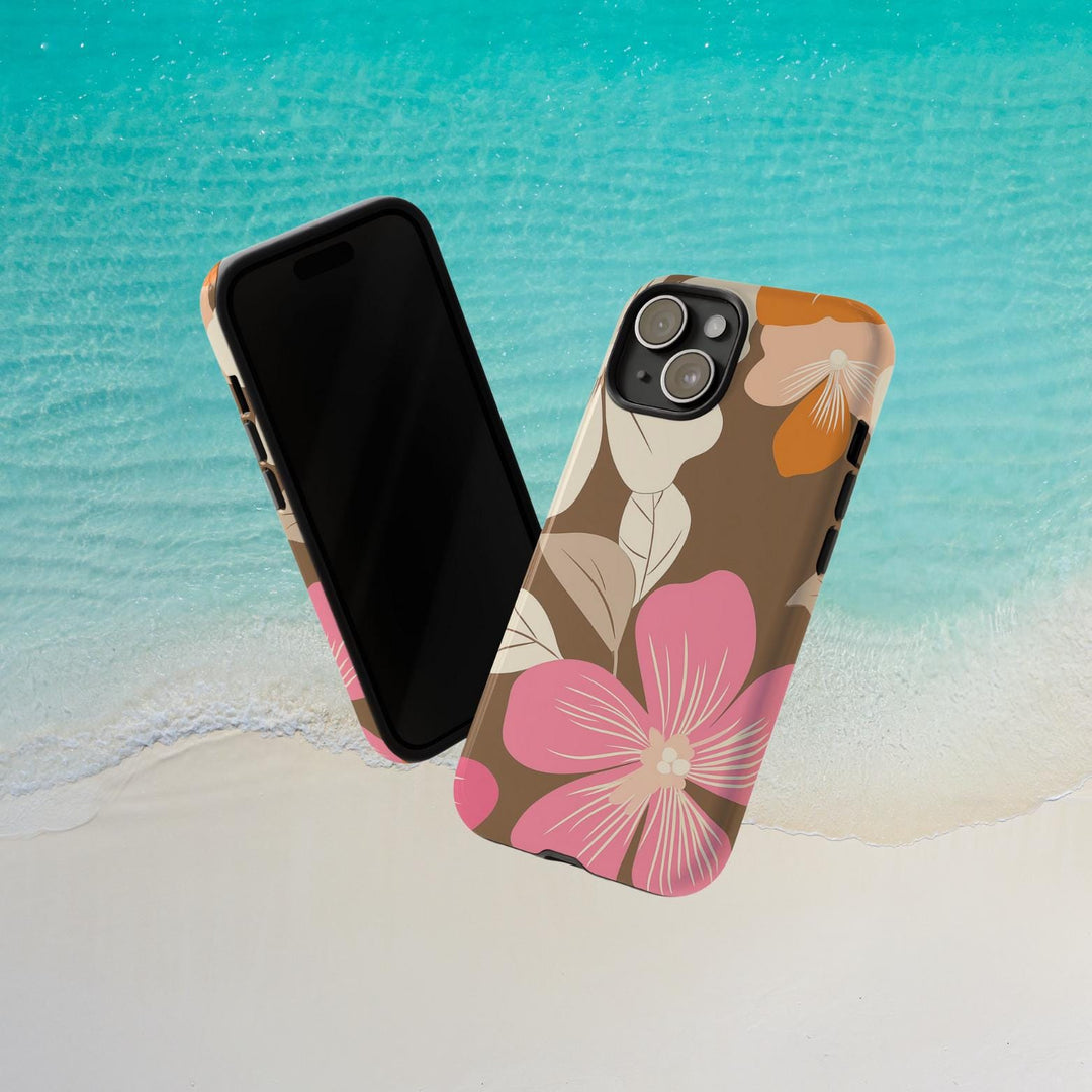 Tough Dual Layer Phone Case | Retro Floral Hibiscus Print for iPhone & Samsung
