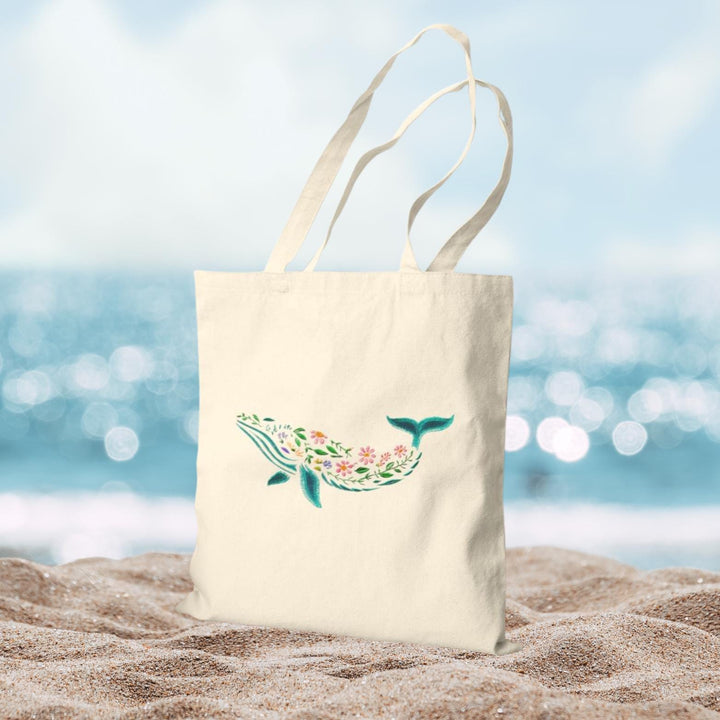 Whale Song 15"x16" Canvas Tote - Heavy-Duty Eco-Friendly Market Bag
