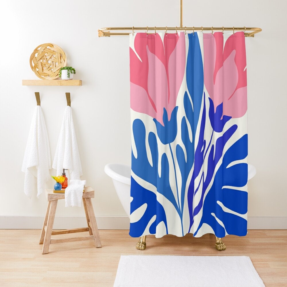 Tropical Shower Curtain – Waterproof Polyester Beach Floral Print Bathroom Decor