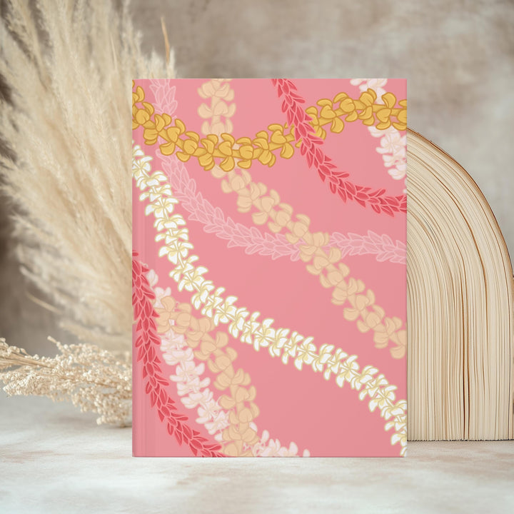 Flower Lei Hardcover Journal | 150 Lined Pages & Pink Floral Lei Notebook