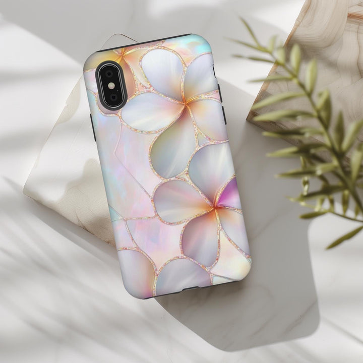Tough Dual Layer Phone Case | Pink Plumeria Floral Design for iPhone & Samsung