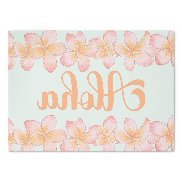 Plumeria Tempered Glass Cutting Board | Hawaiian Charcuterie Serving Tray
