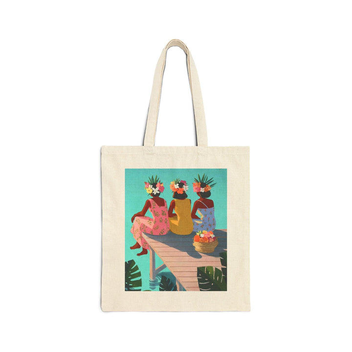 "Ohana" 15"x16" Canvas Tote Bag - Heavy-Duty Artistic Sisterhood Market Bag