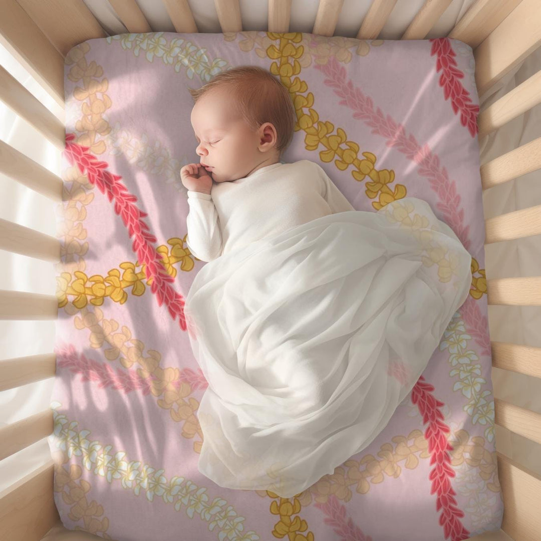 Pink Hawaiian Flower Lei Sherpa Fleece Throw Blanket