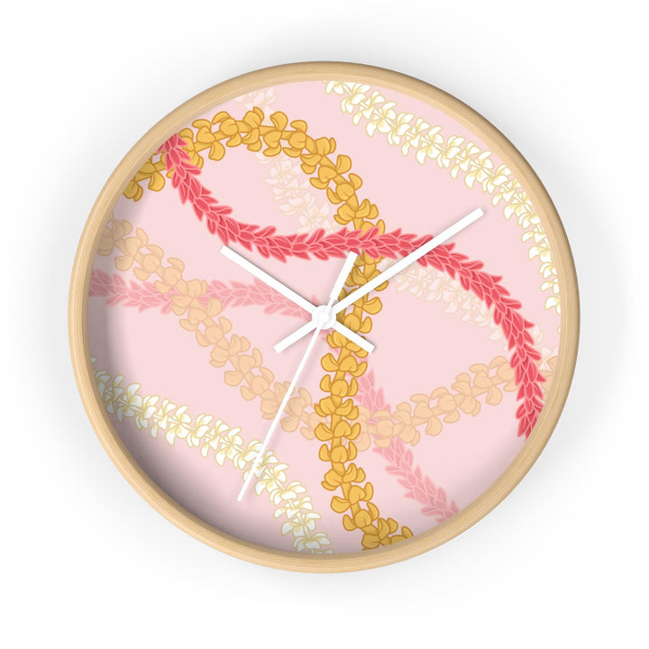 Hawaiian Flower Lei Wall Clock | Silent Quartz Movement & Coastal Floral Decor