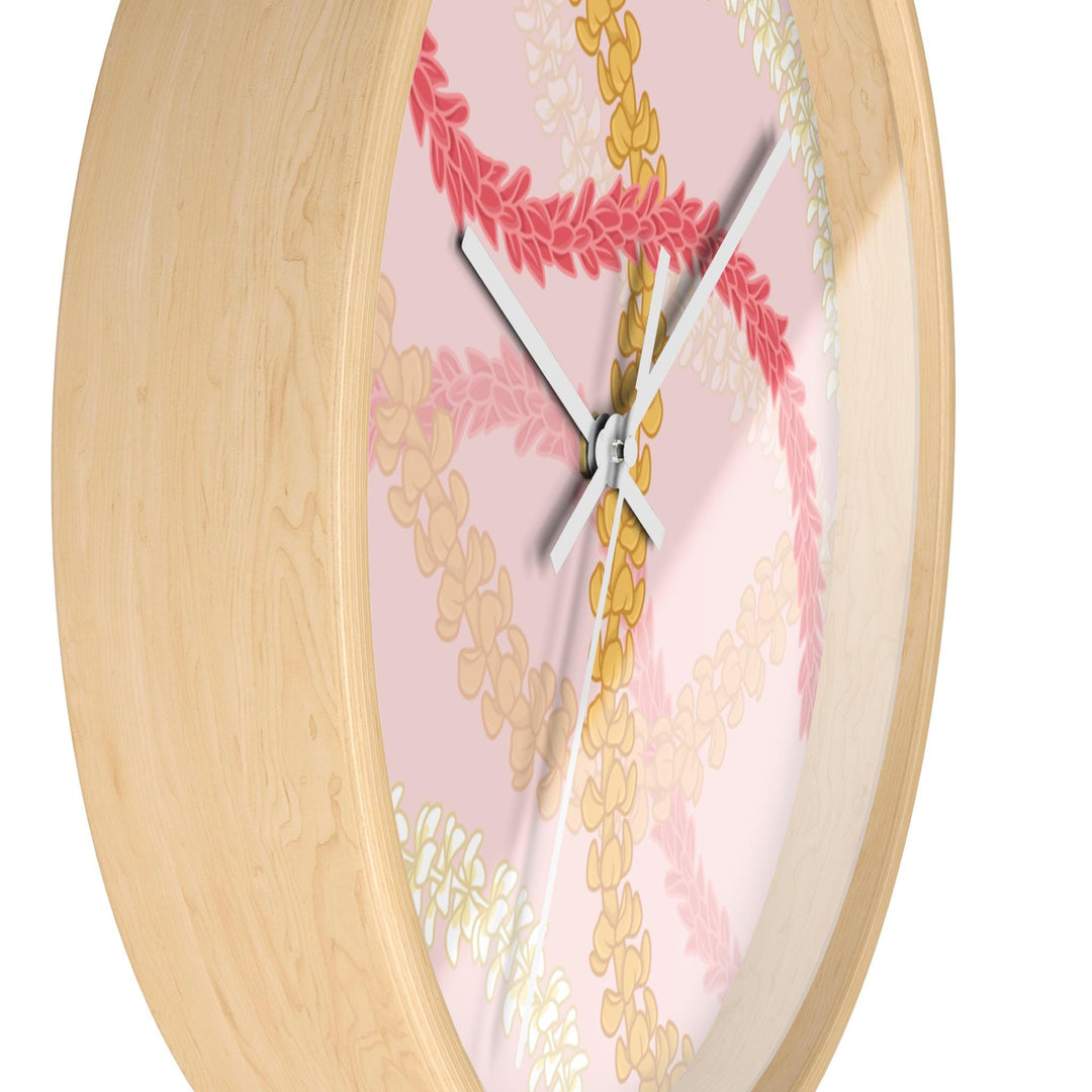 Hawaiian Flower Lei Wall Clock | Silent Quartz Movement & Coastal Floral Decor