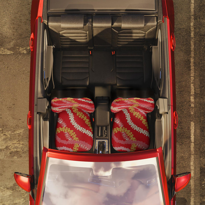 Plumeria Flower Lei Car Seat Covers (Set of 2) | Universal Fit Tropical Floral & Spill Resistant