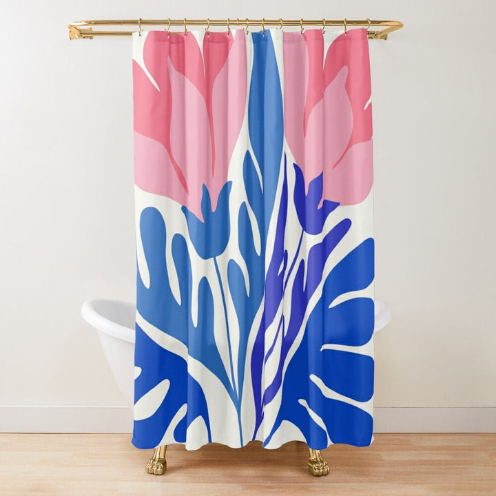 Tropical Shower Curtain – Waterproof Polyester Beach Floral Print Bathroom Decor