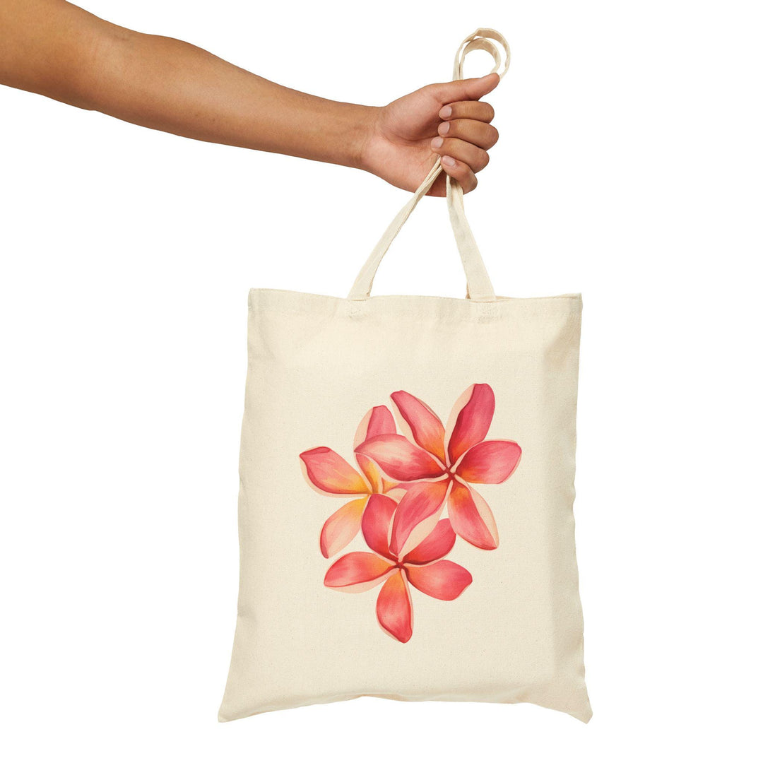 Plumeria 15"x16" Canvas Market Tote | Heavy-Duty Cotton & Eco-Friendly