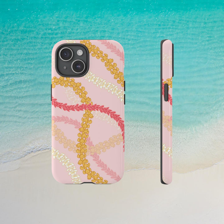 Tough Dual Layer Phone Case | Pink Plumeria Lei Design for iPhone & Samsung