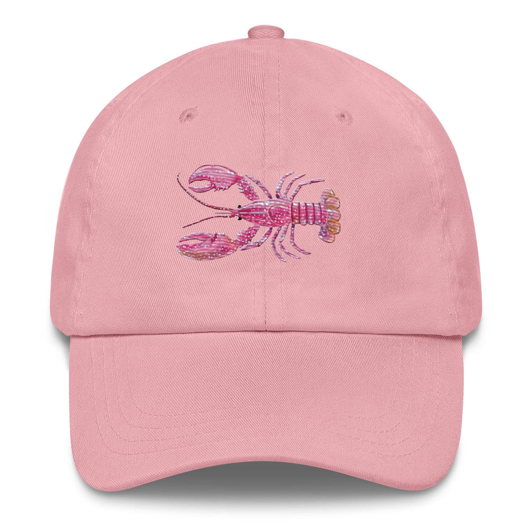 Pink Crayfish Embroidered Dad Hat | Chino Cotton Coastal Baseball Cap